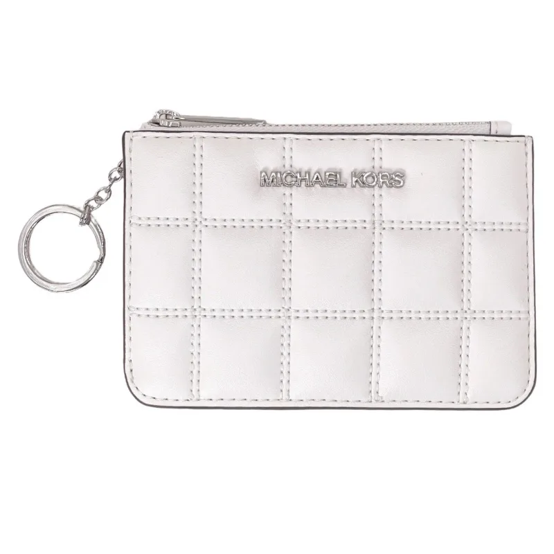 Michael Kors Jet Set Travel S Coin Pouch Id Holder Wallet Quilted Optic White