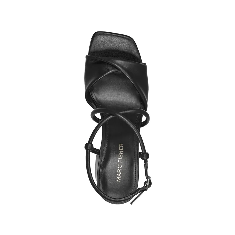 Marc Fisher Women's Glady Crisscross High Block Heel Platform Sandals — Black — Size 8.5 4
