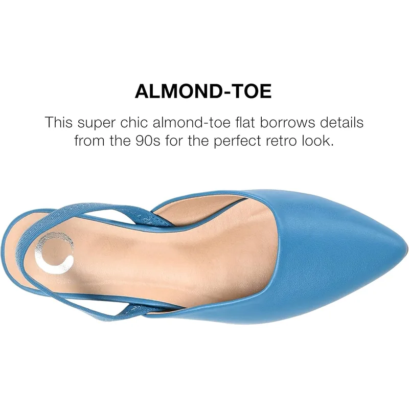 Journee Collection Women's Mallorca Slingback Flats — Navy — Size 6.5 4