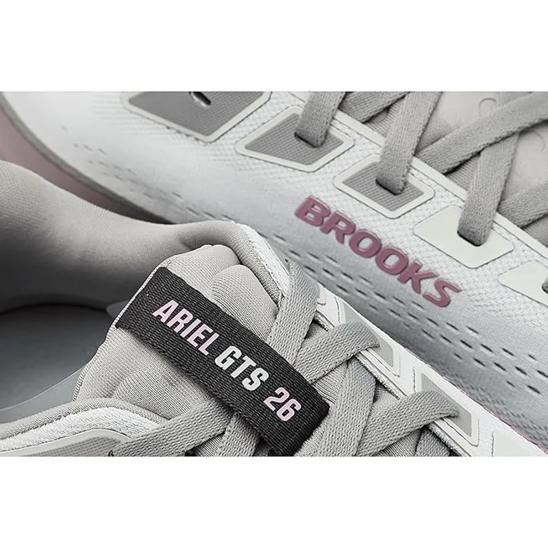 Brooks Women’s Ariel Gts 26 Supportive Running & Walking Shoe — Oyster Mushroom/Alloy/Pink — Size 8 7