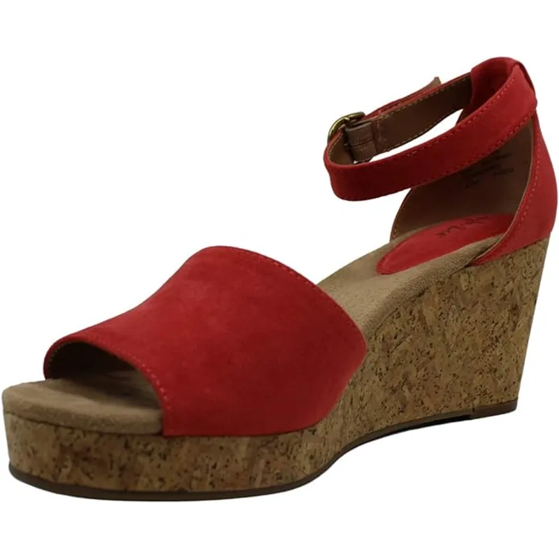 Style & Co. Women's Seleeney Vegan Suede Wedge Sandals — Red — Size 8.5 3