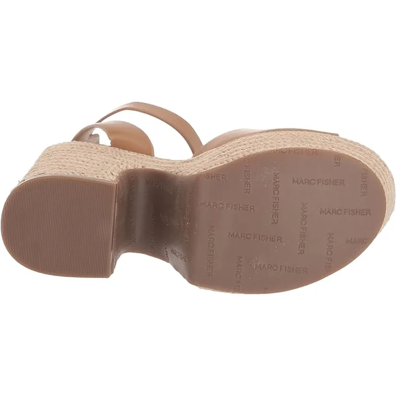 Marc Fisher Women's Vetina Round Toe Casual Wedge Sandals — Tan — Size 9.5 4