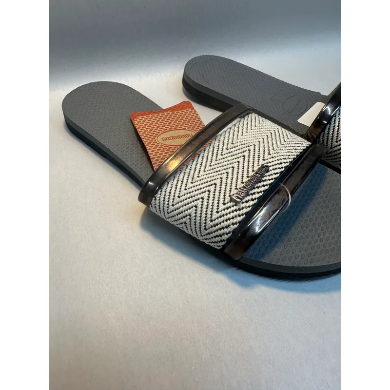 Havaianas Women's You Trancoso Premium Sandals's Slides for Everyday Wear - Steel Grey, 7/8 — Gray 10