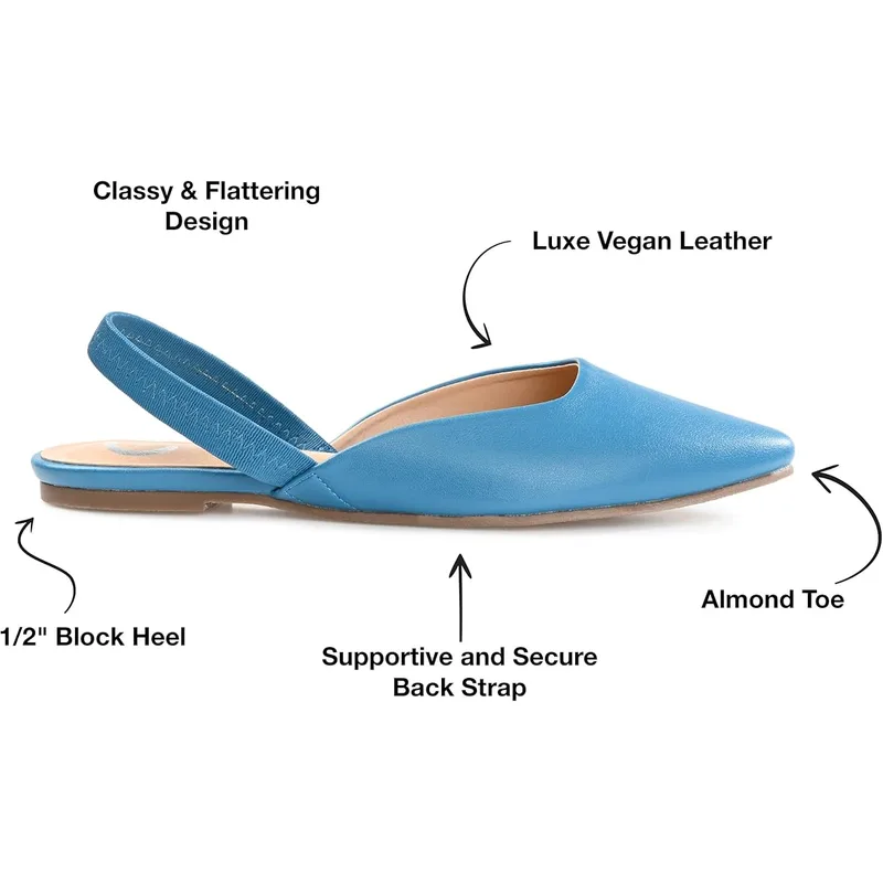 Journee Collection Women's Mallorca Slingback Flats — Navy — Size 6.5 3