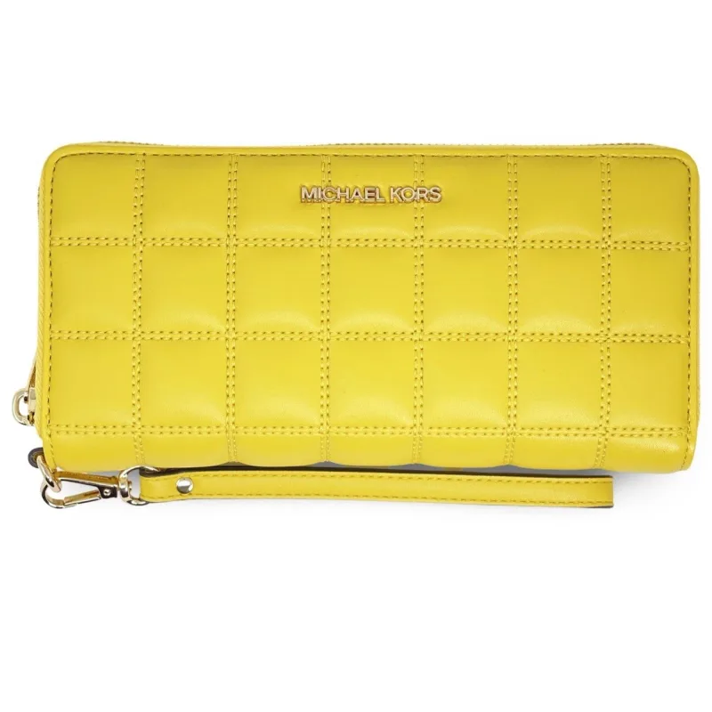 MICHAEL KORS Jet Set Travel Large Continental Wallet yellow Quilted — Size Medium
