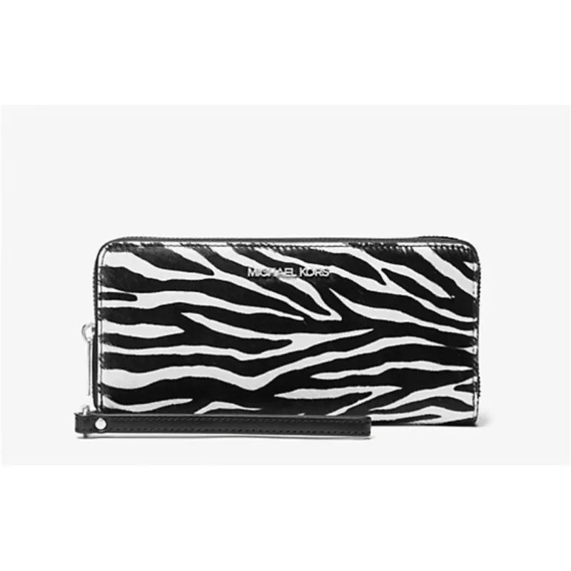 Michael Kors Large Jet Set Travel JST Continental REAL HAIRCALF Exotic Print Zebra — Size Medium
