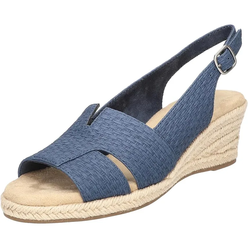Easy Street Women's Resort Heeled Sandals, Navy Woven Basket, 7.5 Medium