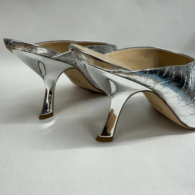 Michael Michael Kors Women's Luna Mule Dress Sandals - Silver — Size 11 5