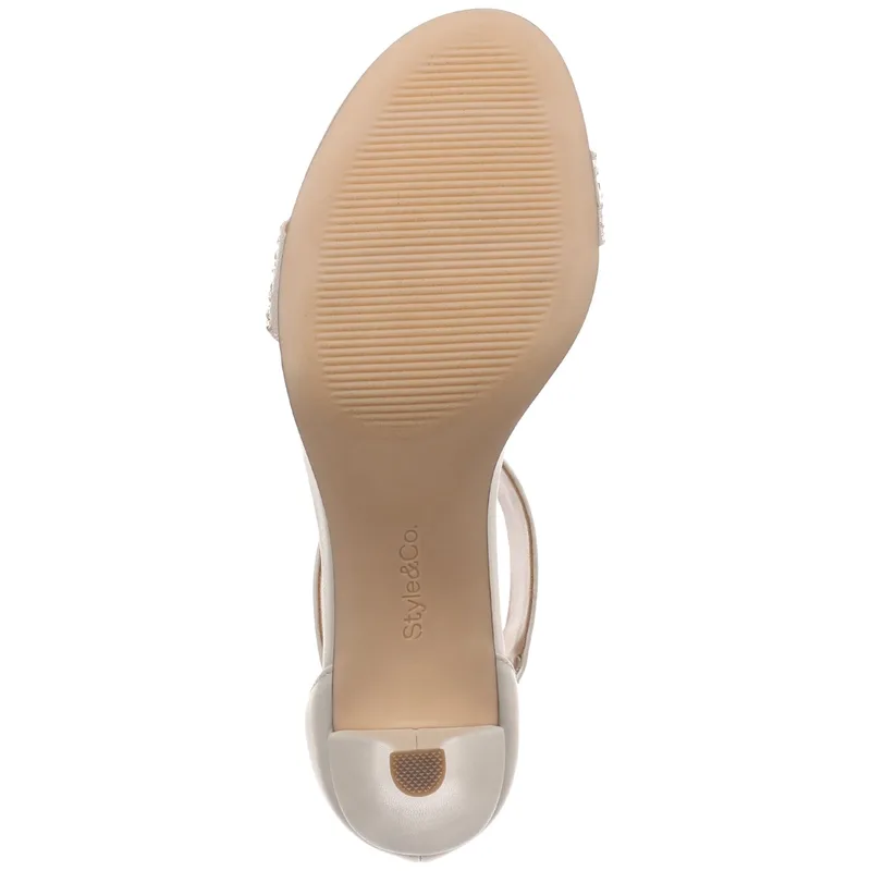 Style & Co Women's Phillys Two-Piece Evening Sandals — Platino — Size 8.5 5