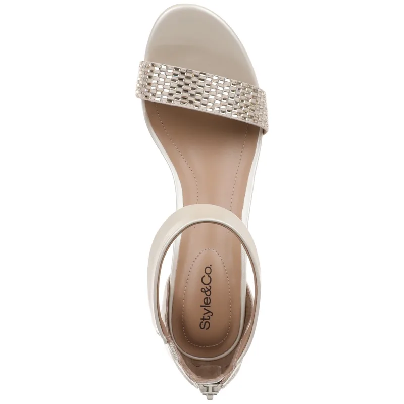 Style & Co Women's Phillys Two-Piece Evening Sandals — Platino — Size 8.5 4