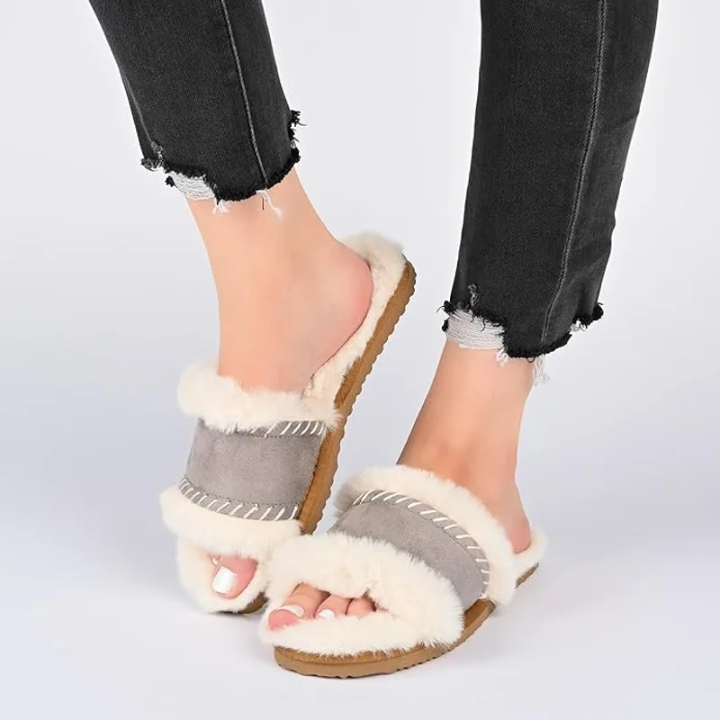 Journee Collection Women's Mardie Slide Slippers — Grey — Size 10 6